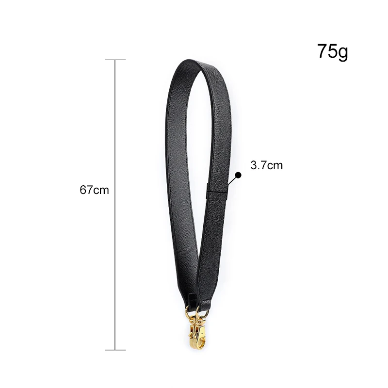 Female Black Shoulder Bag Strap 60cm Cowhide Leather Bag Strap Solid Straps Belt Accessories Wide Shoulder Bags Belt Replacement