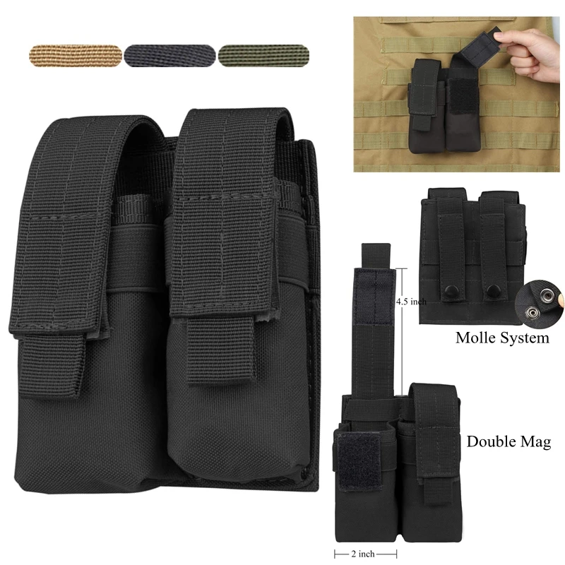 Tactical Molle Magazine Pouch Nylon Magazine Pouch for 9mm 1911 Hunting Molle Double Pistol Handgun Magazine Holder Holster