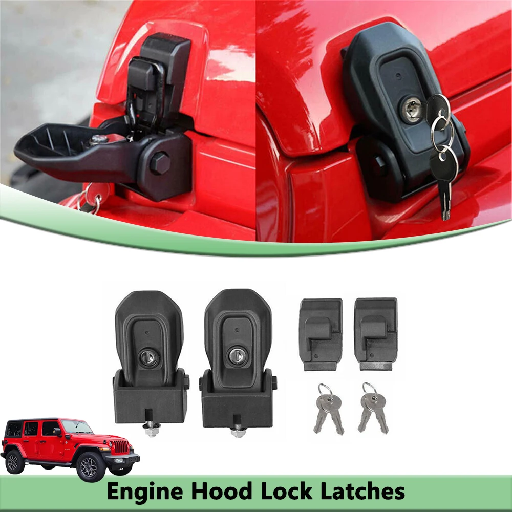 Hood Latches Anti-theft Lock Catch for Jeep Wrangler JL JLU 4XE Rubicon Sahara Sport Gladiator JT 2018-2025 Car Accessories 1
