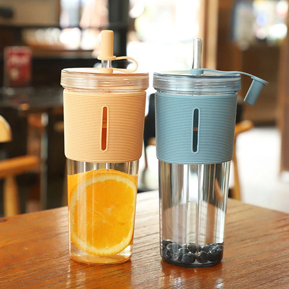Juice Mug Practical Portable With Lid And Straw Reusable Travel Drinking Tools Water Cup Creative Transparent Home Accessories