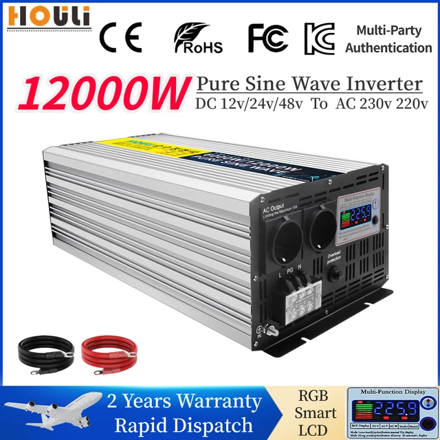 Convertisseur DC 12V-220V onduleur 5000W LCD 2 USB noir