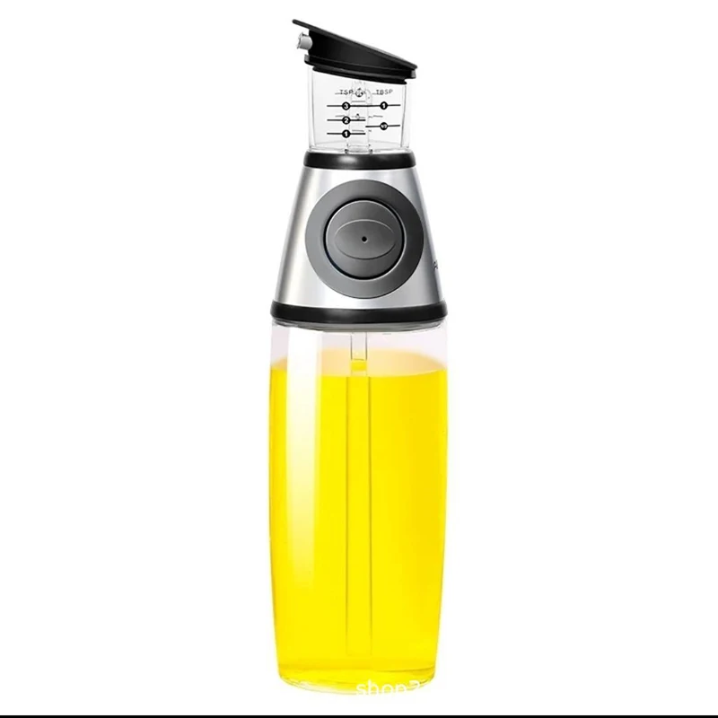 

17oz/500ml Quantitative Oil Bottle Press Squeeze Bottle Oil Bottle Does Not Hang Oil Control Olive Pot Glass Household Kitchen