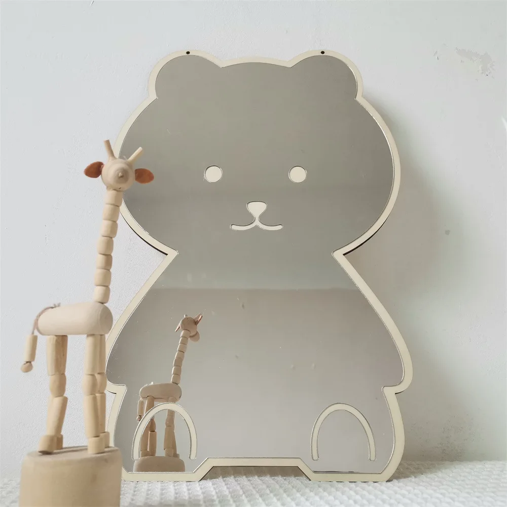Nordic Rabbit Bear Shaped Mirror Cartoon Acrylic Mirrors Desktop Ornaments Baby Children Room Decoration Home Decor Photo Props acrylic mirrors children mirror