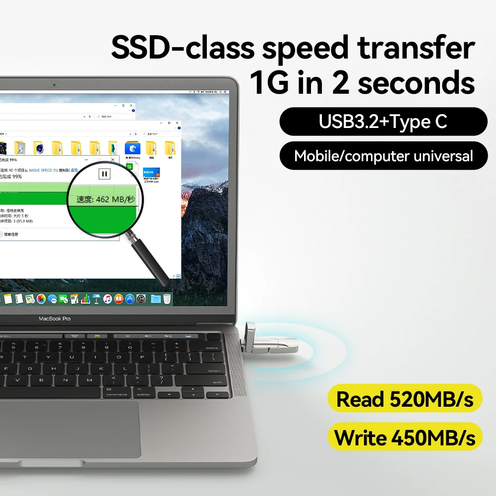 MOVESPEED 1TB USB 3.2 Gen 2 550MB/s High Speed Type C Pen Drive 2 in 1 USB  Flash Drive 512GB 256GB 128GB for Phones Laptop PC - AliExpress