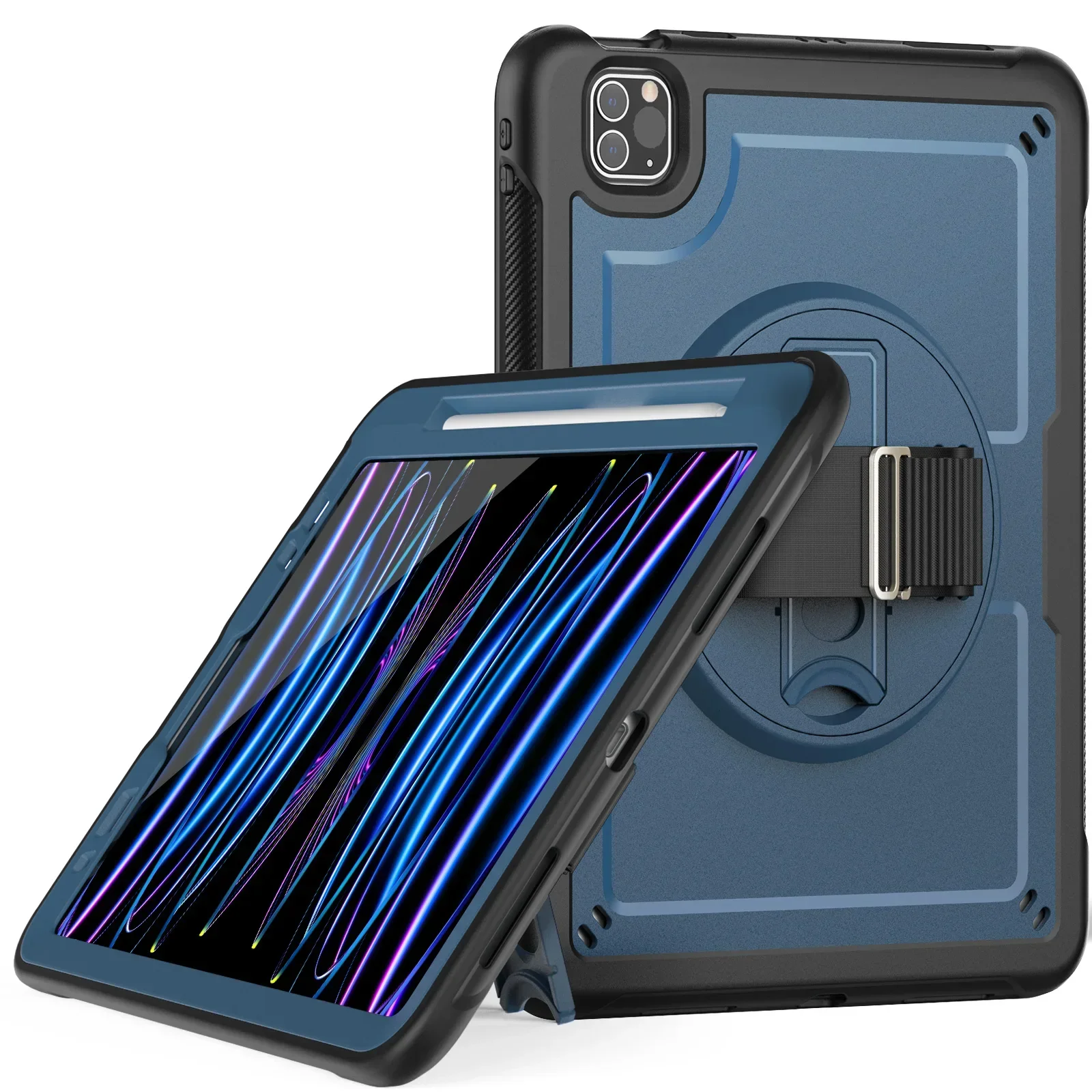 Universal 360° Rotating Tablet Stand Case with Hand Strap and Adjustable Viewing Angles