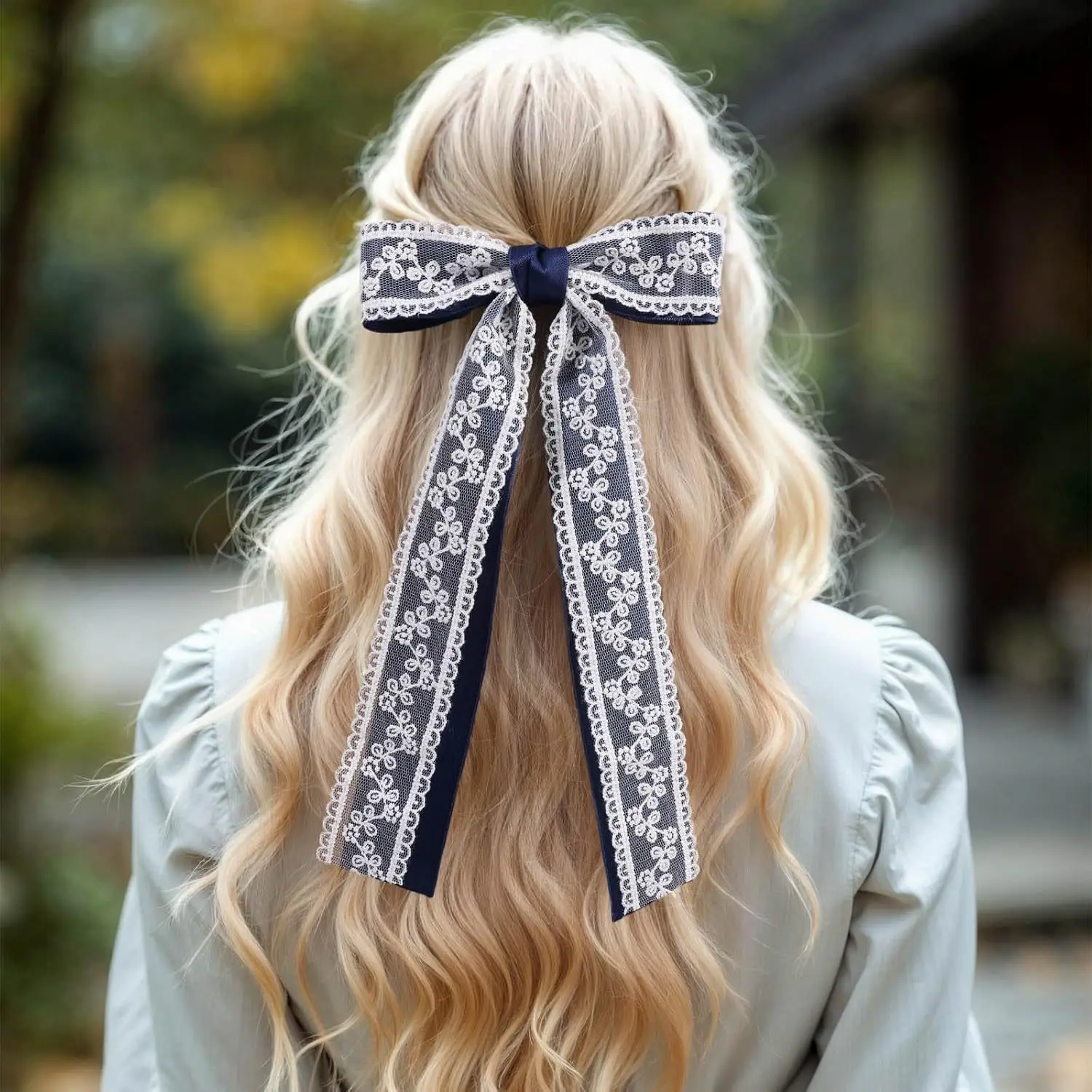 Elegante Spitze Doppelschicht Band Bogen Haarnadeln Frauen Mädchen Haarspangen Hochzeit Zubehör Haarspange Kopfbedeckung Kopfschmuck Ornament – Detail 6