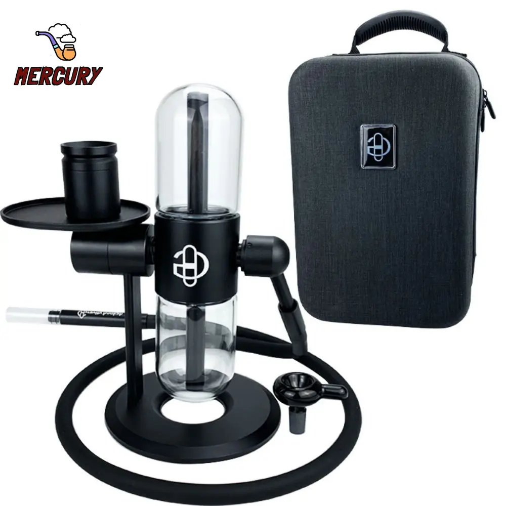 MERCURYProtableGravityHookahSetwithHandbag360RotatingGlassShishaKitBongaforTobacco
