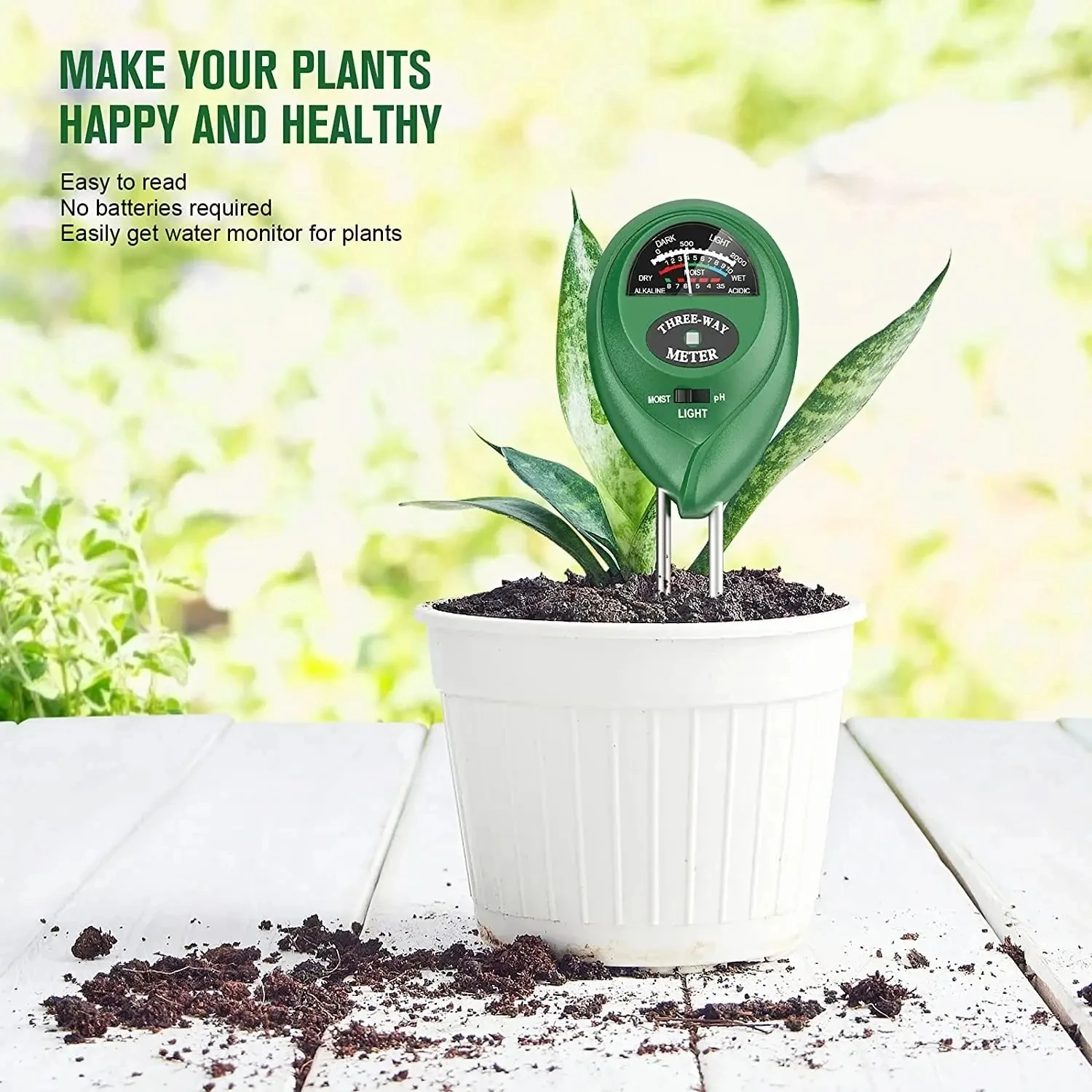 3 In1 Soil Moisture Sensor Meter Soil Water Moisture PH Measuring Tool Garden Plant Acidity Humidity Sunlight Test Instrument 5