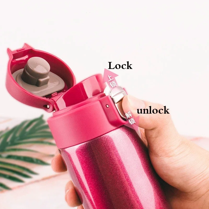 500ml Stainless Steel Bouncing Cover Vacuum Flask Thermos Cup for Coffee, Tea, and Milk Insulated water bottles Practical Beach Essentials