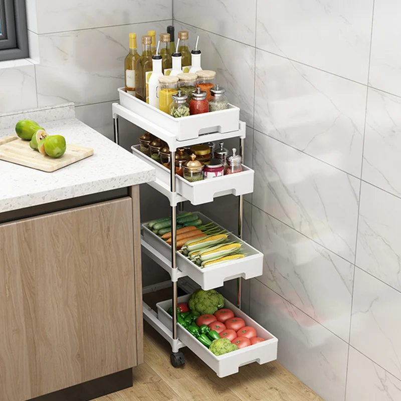 Práctico estante de especias para cocina, organizador de armarios de cocina,  cesta de almacenamiento de frutas