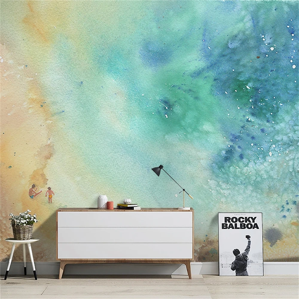 Custom Nordic Ocean Beach Mural Oil Painting Abstract Wind wallpapers for Living Room Sofa waterproof wallpaper for bedroom
