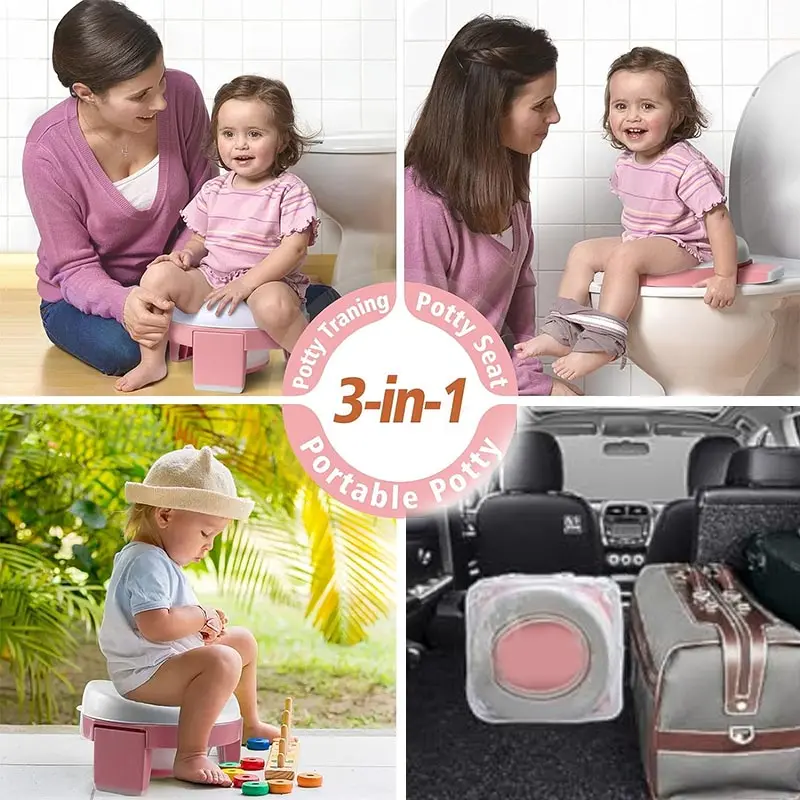 3 in 1 Baby Toilet Seat Children Foldable Travel Potty With Bags Potty Training Seat Suitable for boys and girls 6