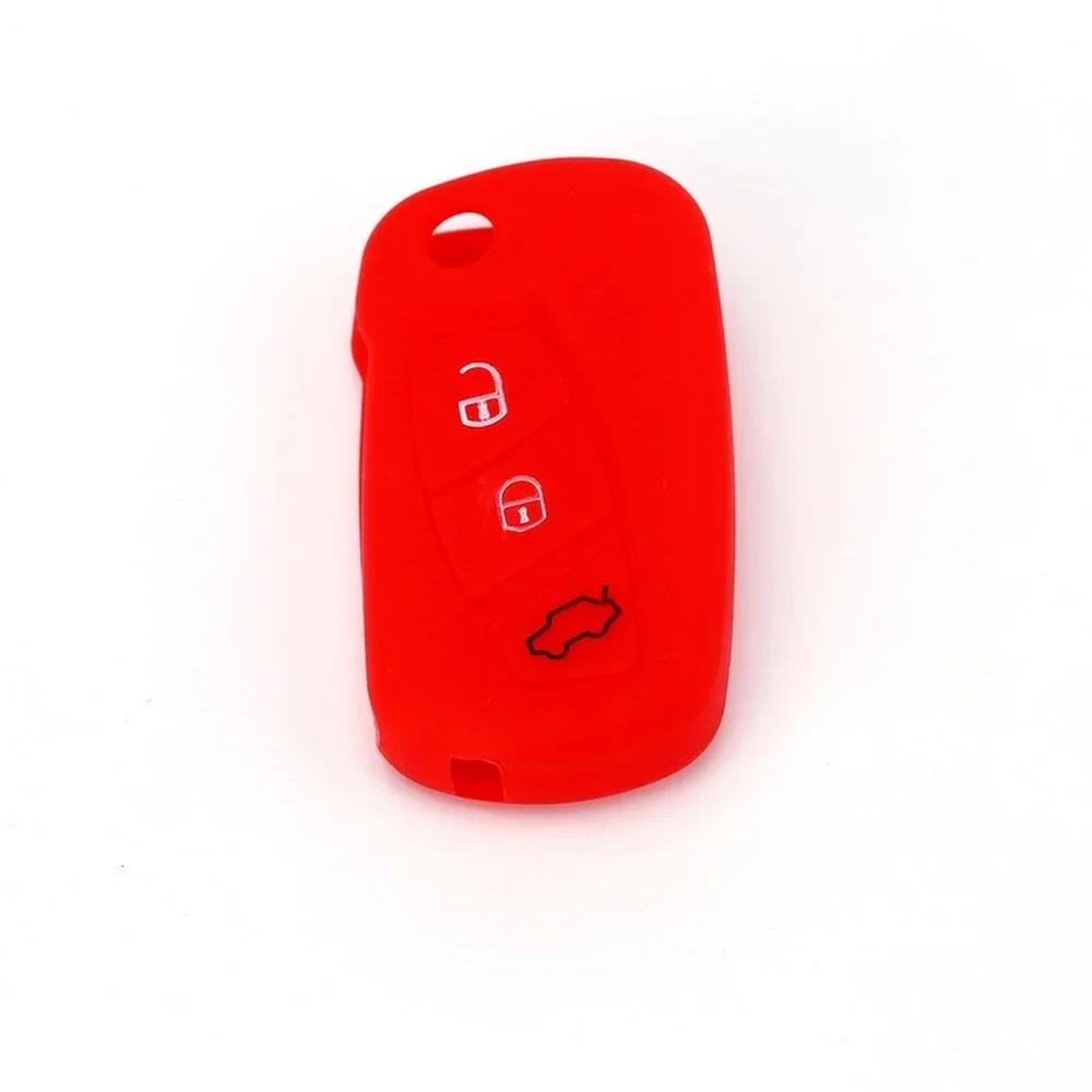Key Case Cover Key Case Remote Control Case Cover Silicone Car Key Case for Ford KA MK2 2008-3 Buttons Aftermarket Folding Keychain Holder Remote Control Fob Protector Cover