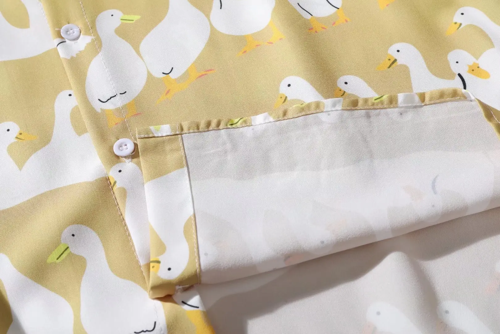 Mens Harajuku Beach Hawaiian Shirt Little White Goose Print Short Sleeve Shirts Hip Hop Streetwear Summer Blouse Tops Mens Suit