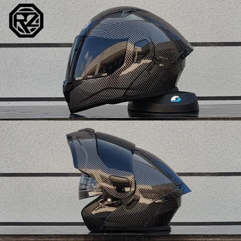 2025 professional motorcycle sports flip helmet ABS material modular dual lens full face helmet DOT certification