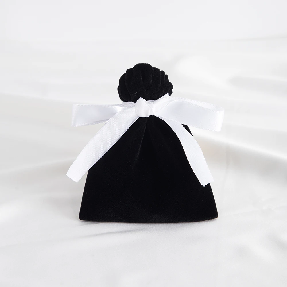 5 Stücke Schwarz Schmuck Samt Schleife Tasche Ohrring Ring Anhänger Armband Headset Telefon Verpackung Beutel Hochzeit Gefälligkeiten Tasche Organizer – Detail 13