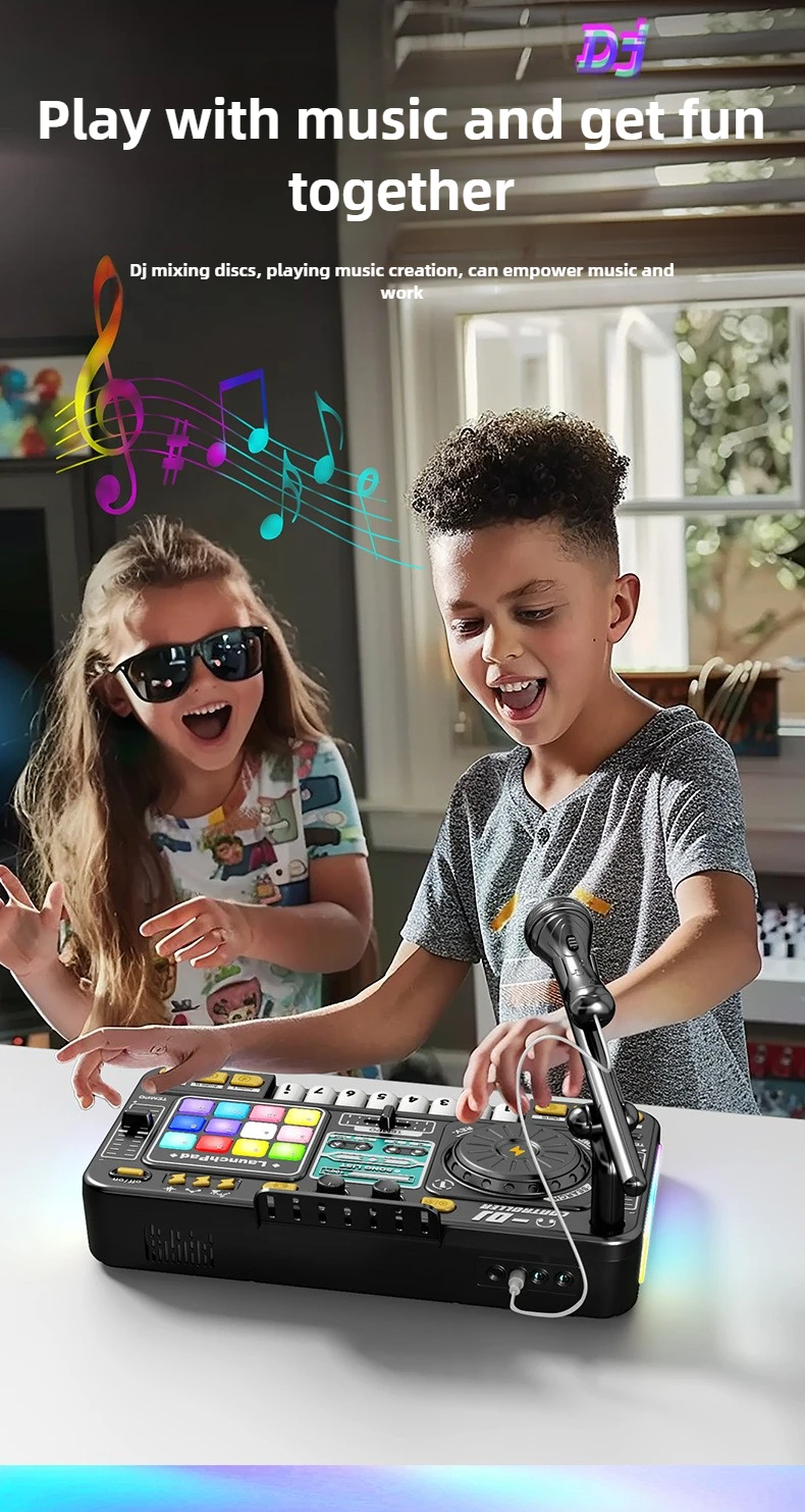 Childrens DJ Mixer Toy - Multifunctional Simulation Controller Sound Card