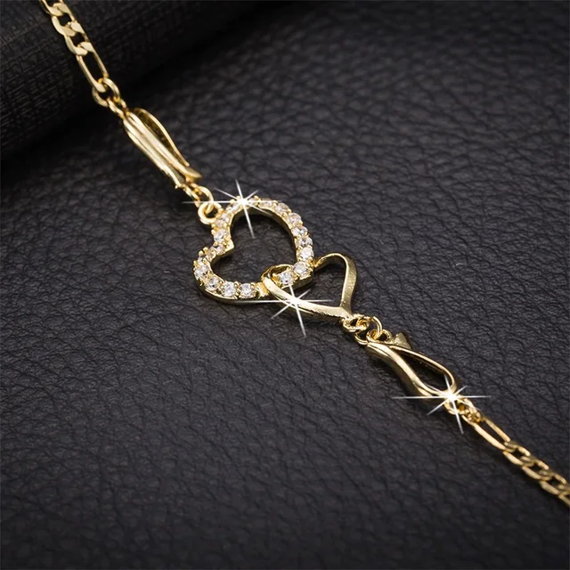 Fashion European and American Heart Shaped Wedding Dinner Wedding Dress Accessories Double Love Earrings Necklace Bracelet Gift 6