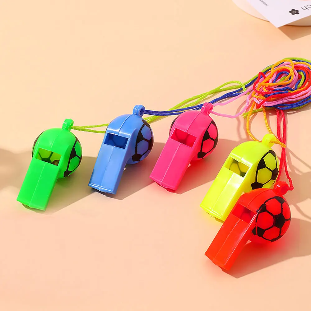 

5x Mini Whistle Plastic Whistle With Rope Kid Football Soccer Cheerleading Whistle Fan Cheering Prop Children European Cup Props