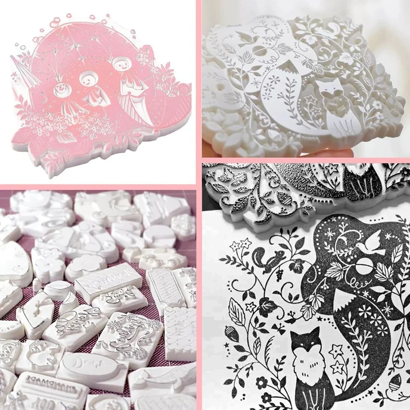 B49B-10 Pieces Rubber Blocks Easy To Carve Rubber Stamp Materials Craft Supplies For DIY Projects Scrapbook Card Making