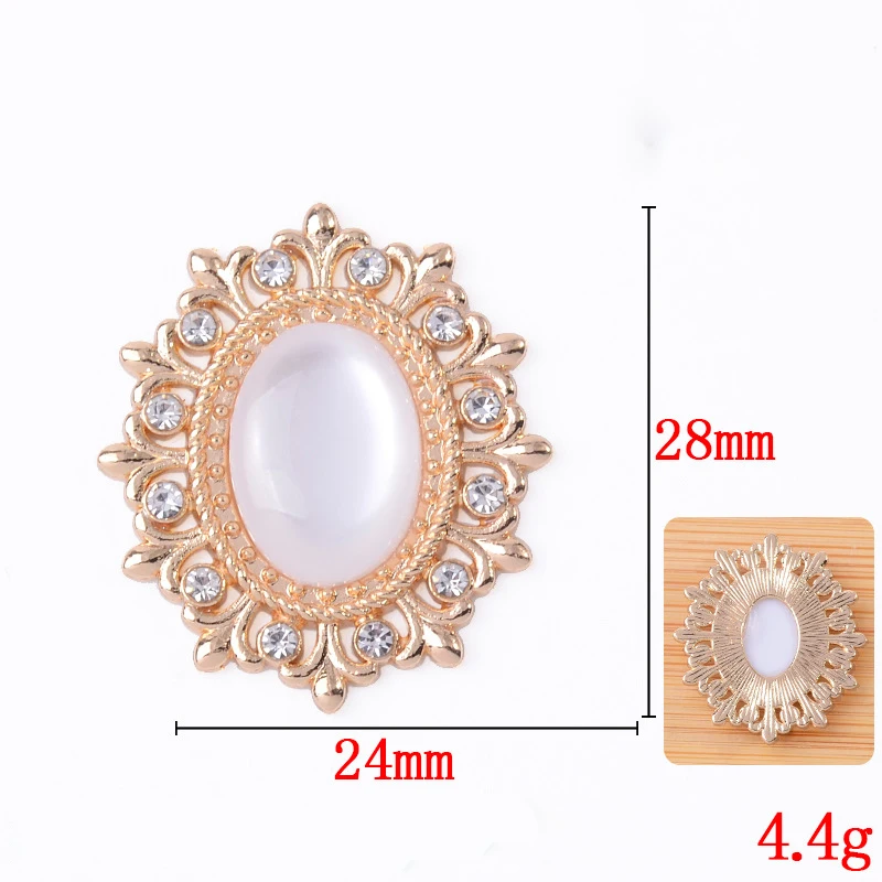 Gold Alloy Decorative Acrylic Buttons, 10PCS - Ideal for Clothing, Packaging, and Hair Accessories