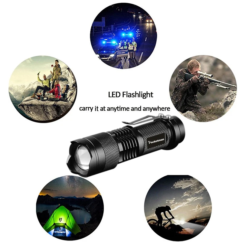 Výkonný taktická flashlights přenosné LED kemping lamp 3 režimech zoomovatelný pochodeň lehký lucerny sebe zase 6pcs/lot z50