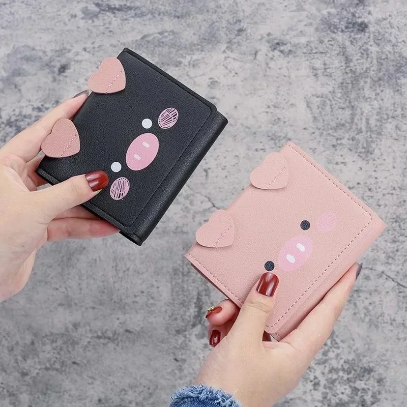 Korean Version Cute Cartoon Women's Short Wallet Card Bag Student Three Fold Wallet Fashion Female Zero Wallet Leather