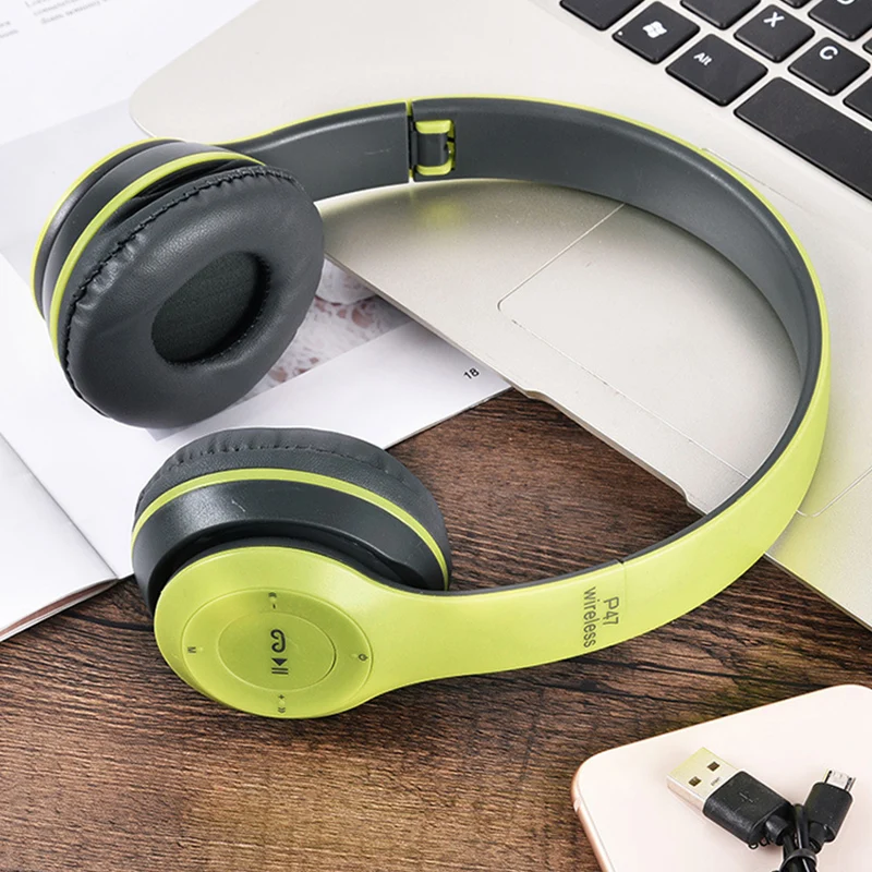 Фото Беспроводные наушники P47, Bluetooth 5,0, складные Hi-Fi стереонаушники с басами для музыки, игровые детские наушники для девочек, для iPhone, XiaoMi №3