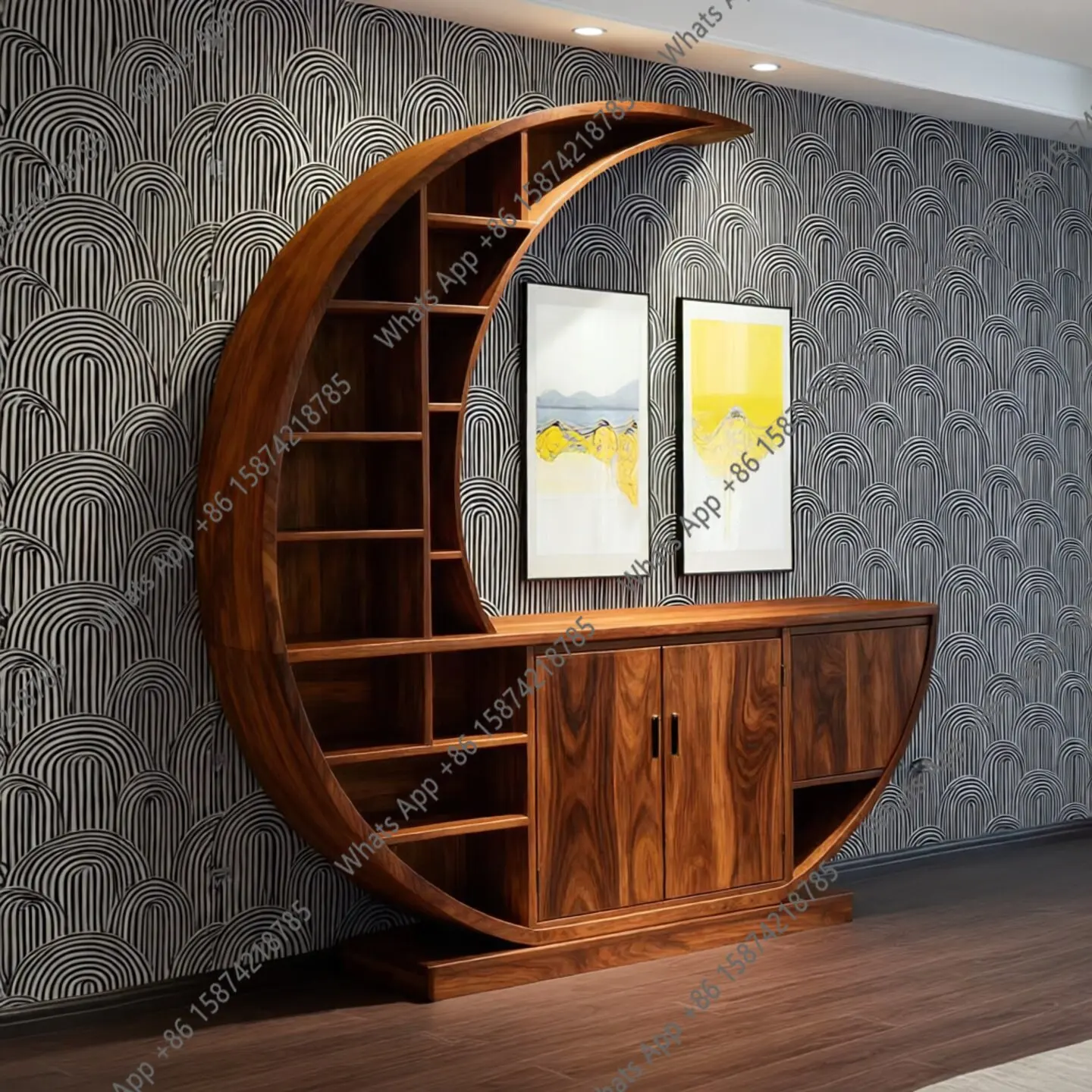 Combinaison de cadres Bogu en bois massif, meubles de salon modernes et simples, style luxe léger, à poser contre le mur, étagère Duobao.