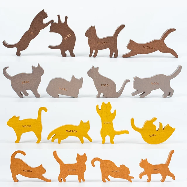 Montessori Stacking Blocks Wooden Toys Cat Balancing Games Educational Wooden Puzzle Toys For Children Home Decorations Desktop 3