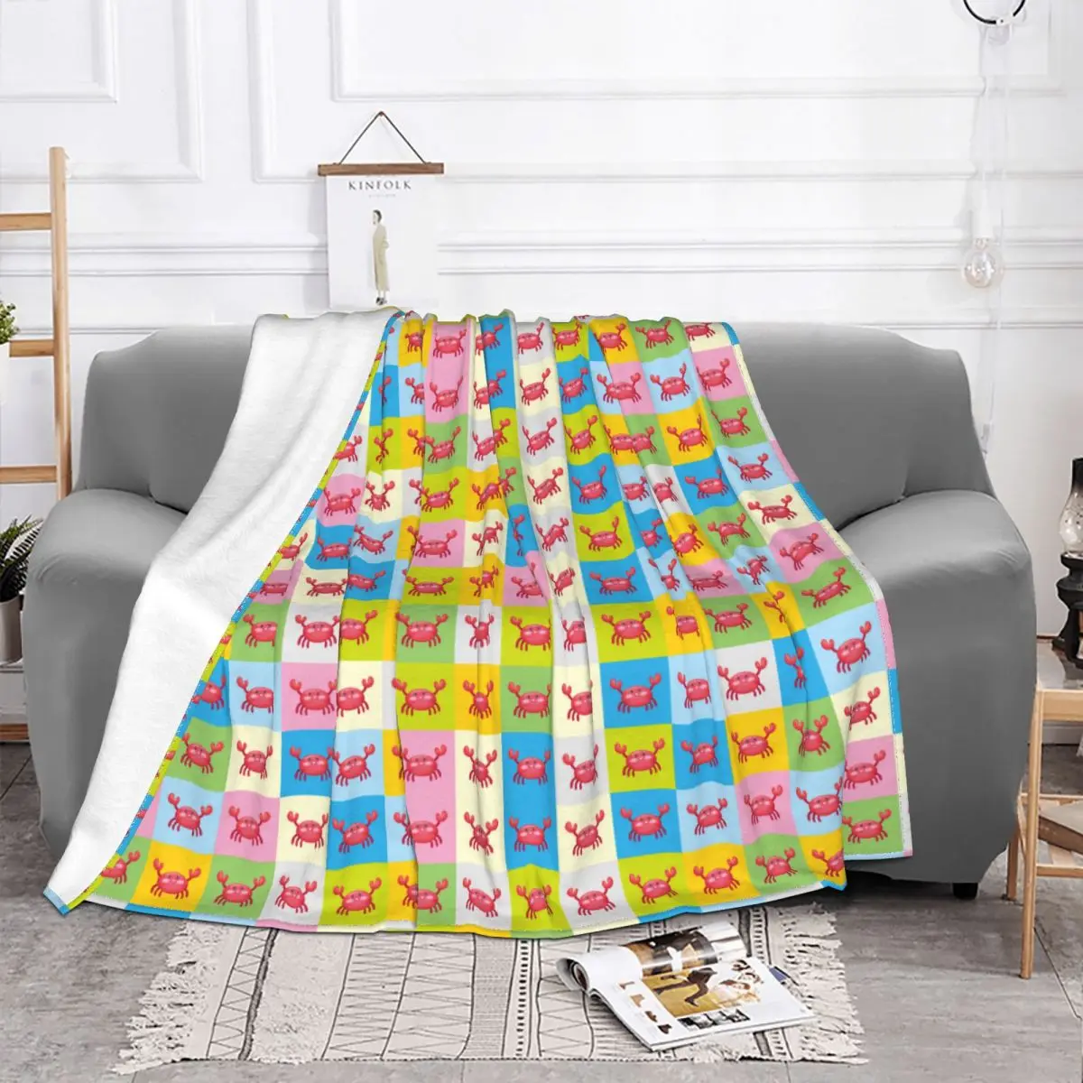 

Милые красочные одеяла-крабы, флисовый Текстильный декор, портативные легкие покрывала для постельного белья, покрывало для автомобиля