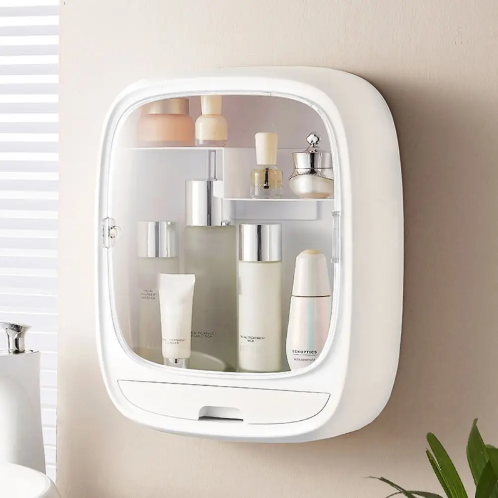 

Punch-Free Wall Mounted Storage Box Moistureproof Waterproof Makeup Storage Organizer Medicine Holder Shelf Large Capacity