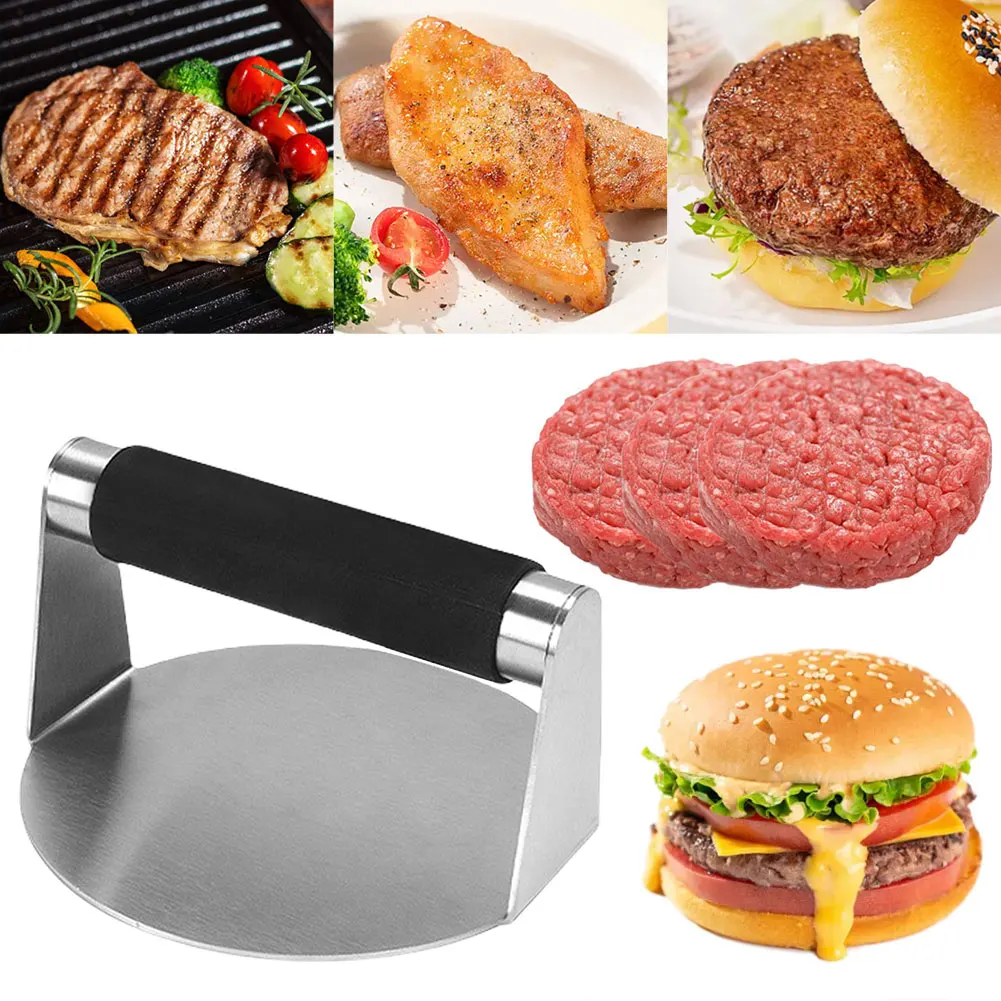 Stainless Steel 5.5 Inch Smash Burger Press with Anti-Scald Handle Bacon Grill Hamburger Smasher Tool for Smashburger Bacon Meat