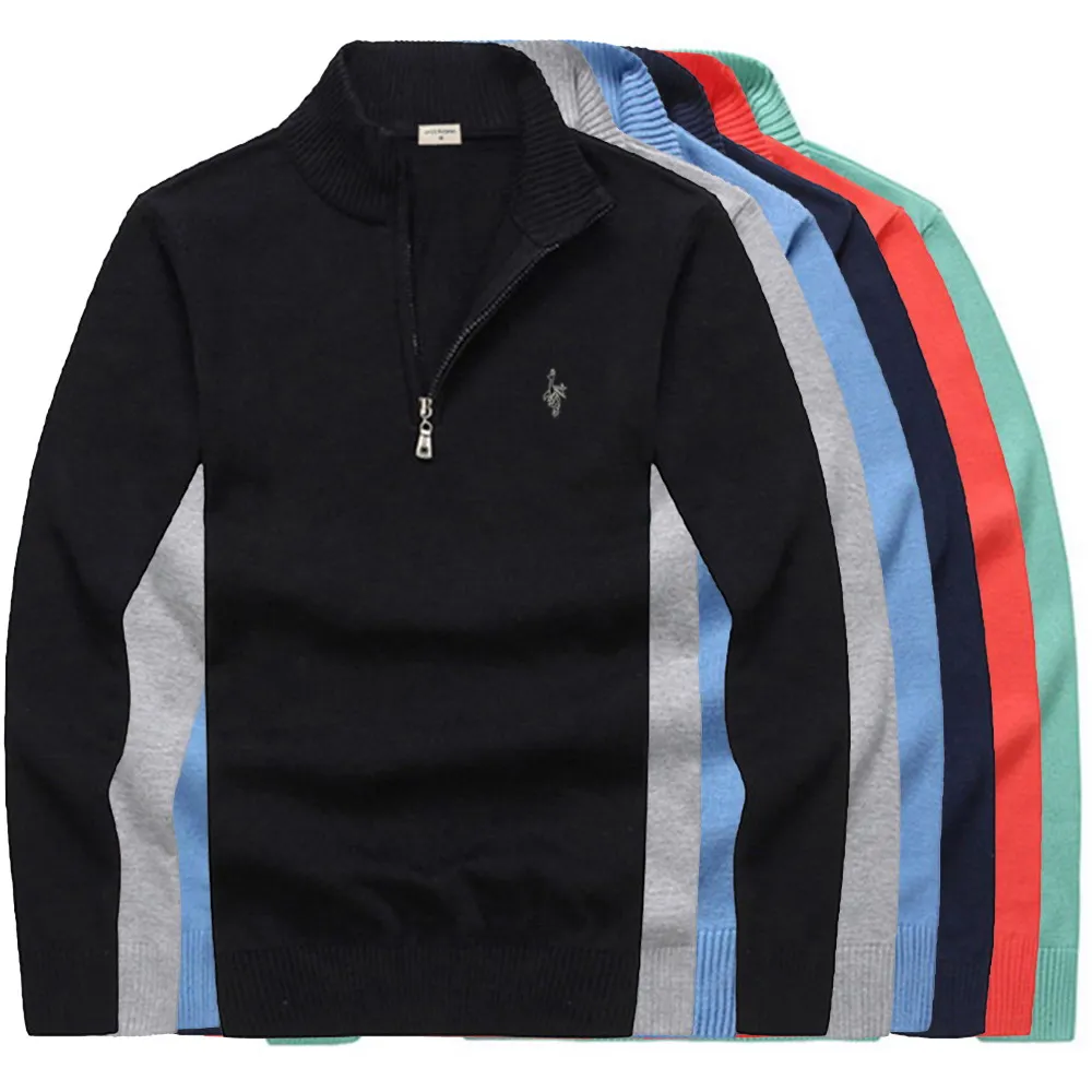

Digital Peacock Logo High Quality Men's Sweaters Pullovers 100% Cotton Autumn Winter Half-Height Zipper Knitted Fit Type Sweater