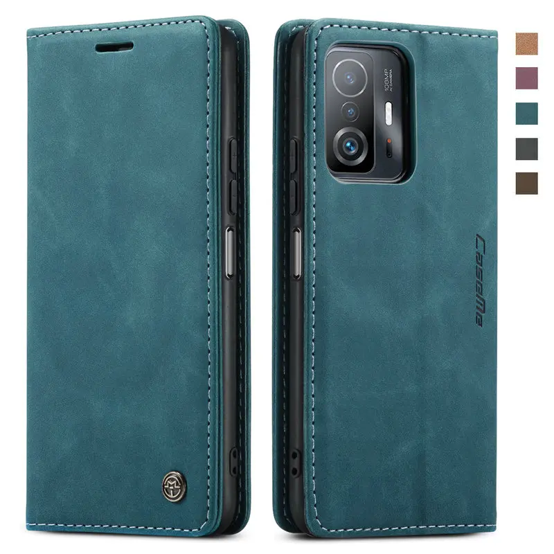 Роскошный кожаный чехол-книжка Mi 11T 11 Lite с магнитной картой для Xiaomi 12 X Redmi Note Pro
