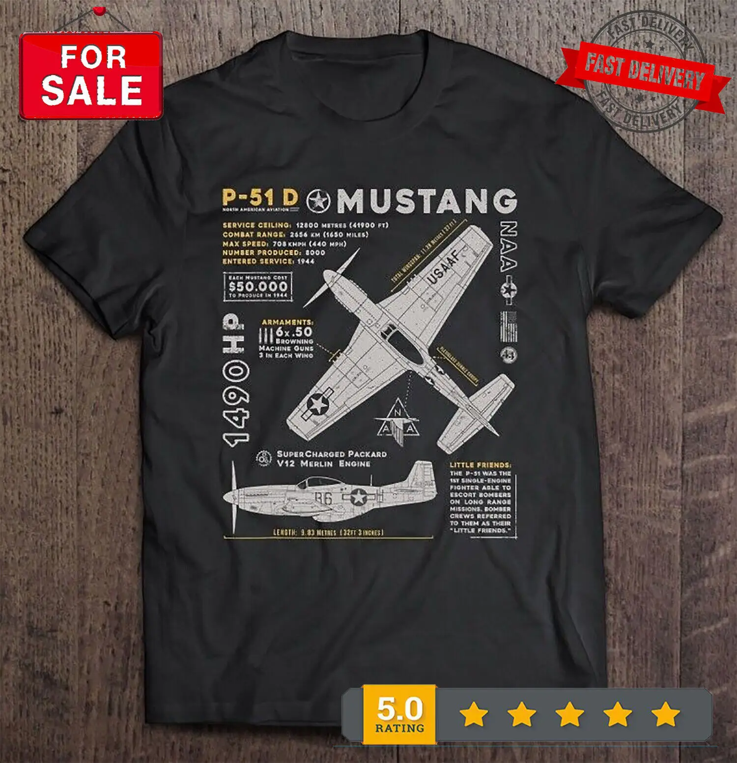 P-51 Mustang Vintage Wwii Nordamericano P51 D Fighter Aereo T Shirt Taglia S-5Xl