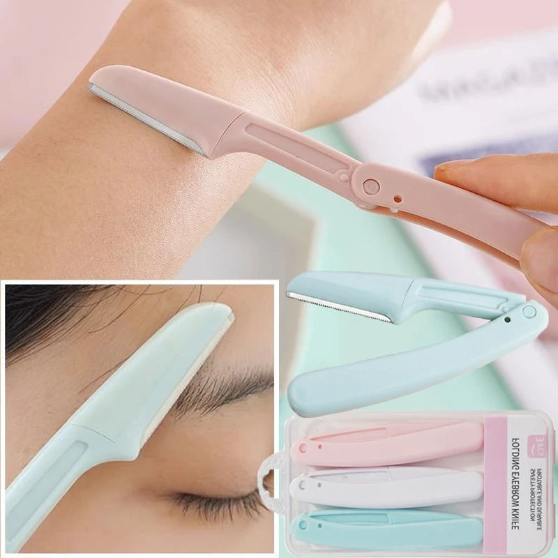 Safe Folding Eyebrow Trimmer for Women Facial Epilators Portable Face Anti Scratch Razor Blade Epilator Set Beauty Makeup Tools