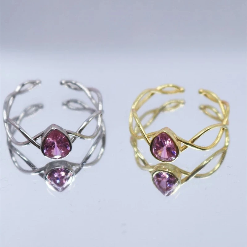 Pink Quartz Princess Ring Swan Ring for Women Fashion Wedding Party Jewelry Gift