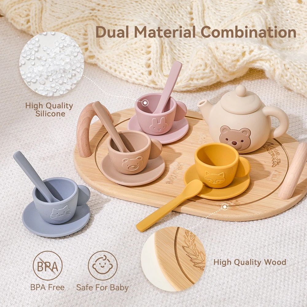 Tea Set Lawcephun Wooden Tea Party Set For Little Girls, 30pcs Princess Toy For Pretend Play, Montessori Toys For Toddlers Age 3-6, Birthday Gifts For Girls & Boys Tea Sets For Toddlers