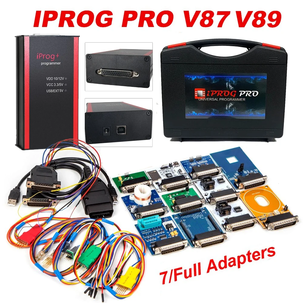 IPROG PRO V87 IPROG+ with Full Adapters Script Software Support IMMO Airbag Reset ECU Key Programmer Tool