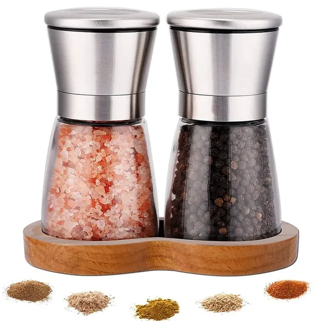 1/2pcs Manual Salt Pepper Grinder Pepper Grinder Salt Grinder Stainless Steel Salt and Pepper Shakers Kitchen Mills Accessories 1