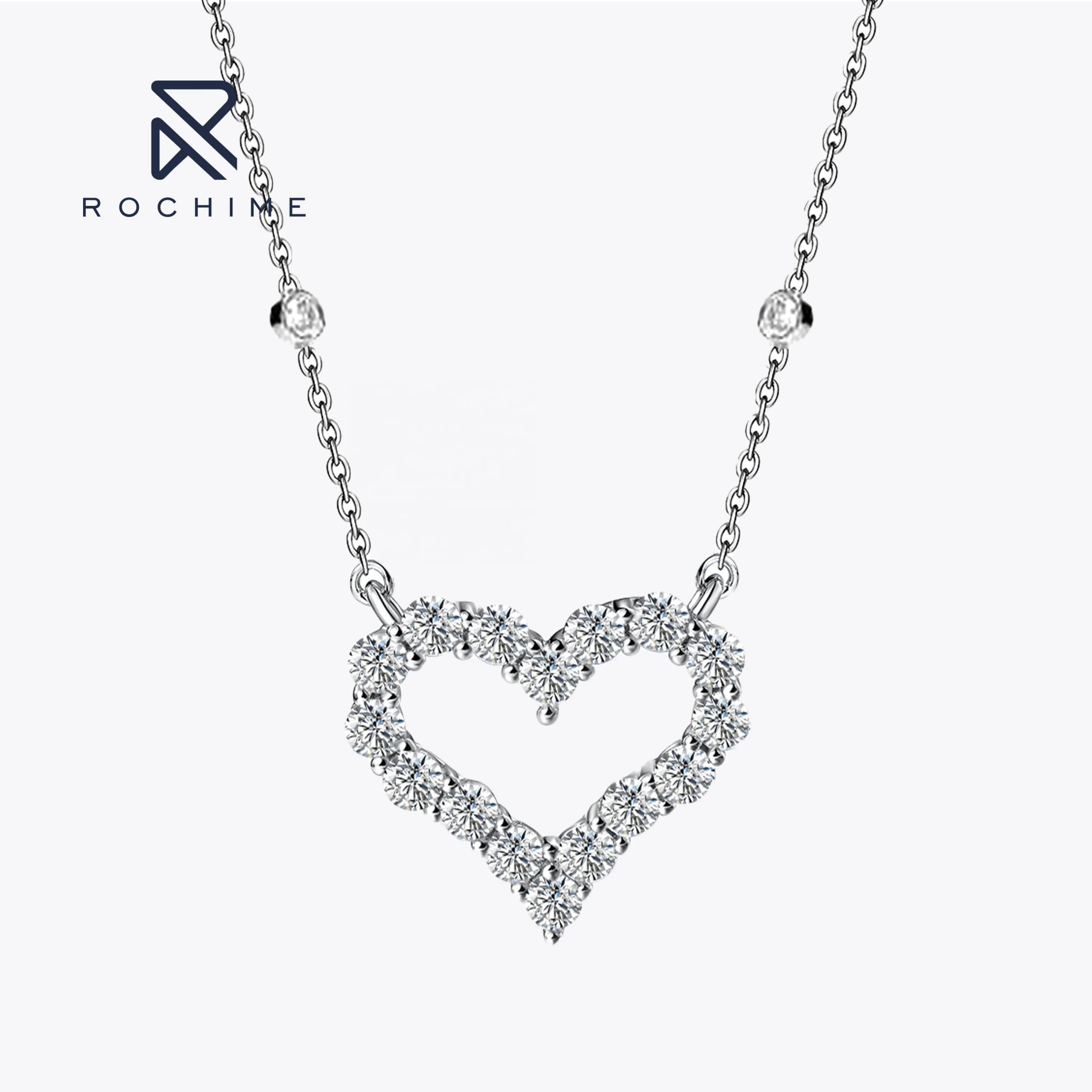 

Rochime Heart Shaped Pendant Necklace 925 Sterling Silver Gold Plated 5a Zircon Jewelry For Women