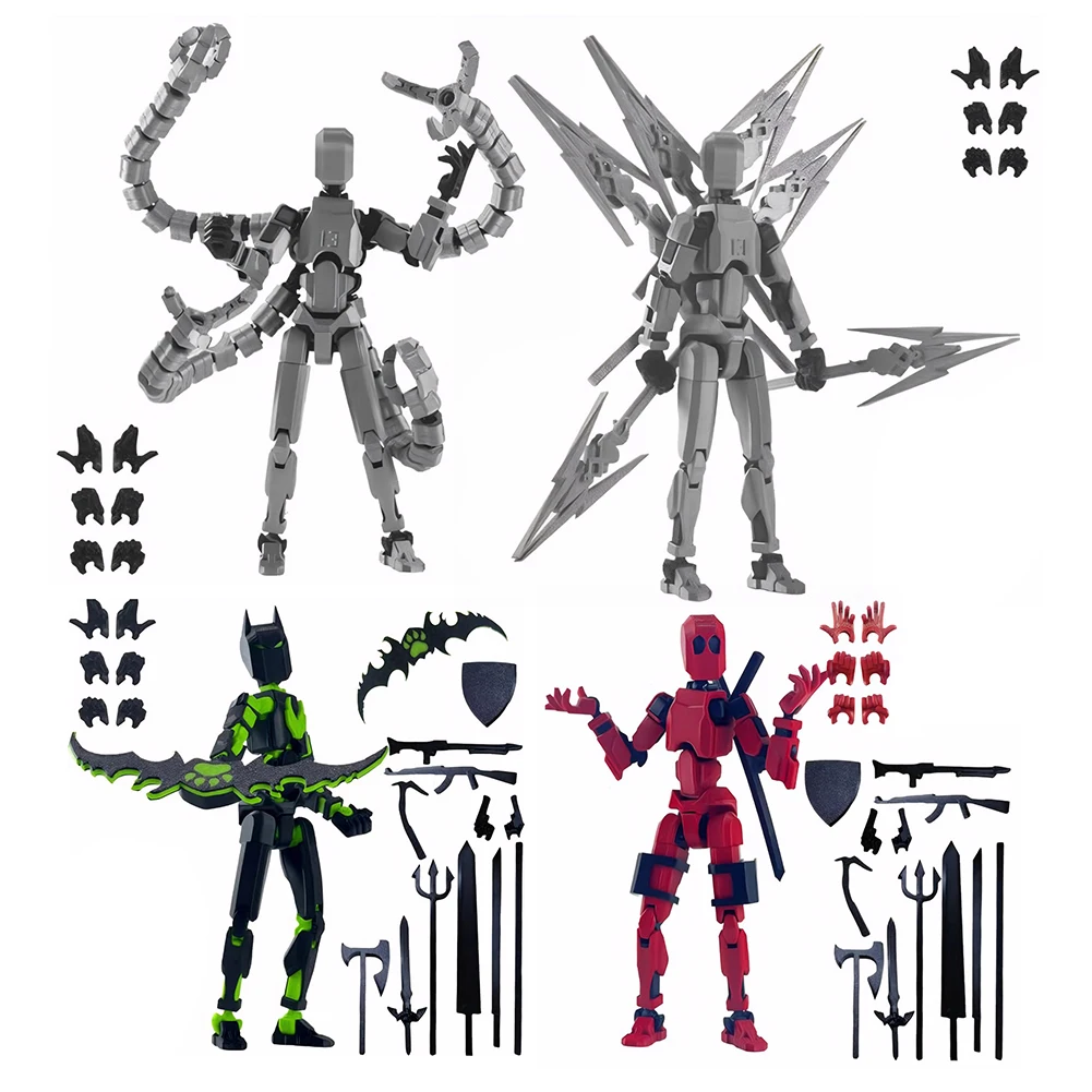 13 3D Printed Action Figure with Multiple Accessories Robot Full Body Mechanical Movable Toy Action Figures Toys Home Desk Decor