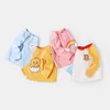 Babys Boys Long Sleeve Tees Autumn Young Children Girls Solid Cotton Undershirt Bear Print Newborn Infant Girls Spliced T-shirts 2