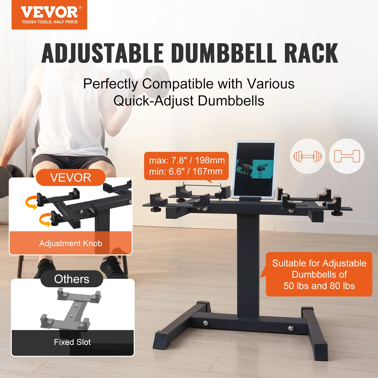 Support D'haltères 6 Niveaux En Cadre A - Pour Rangement Gym Maison, Neuf