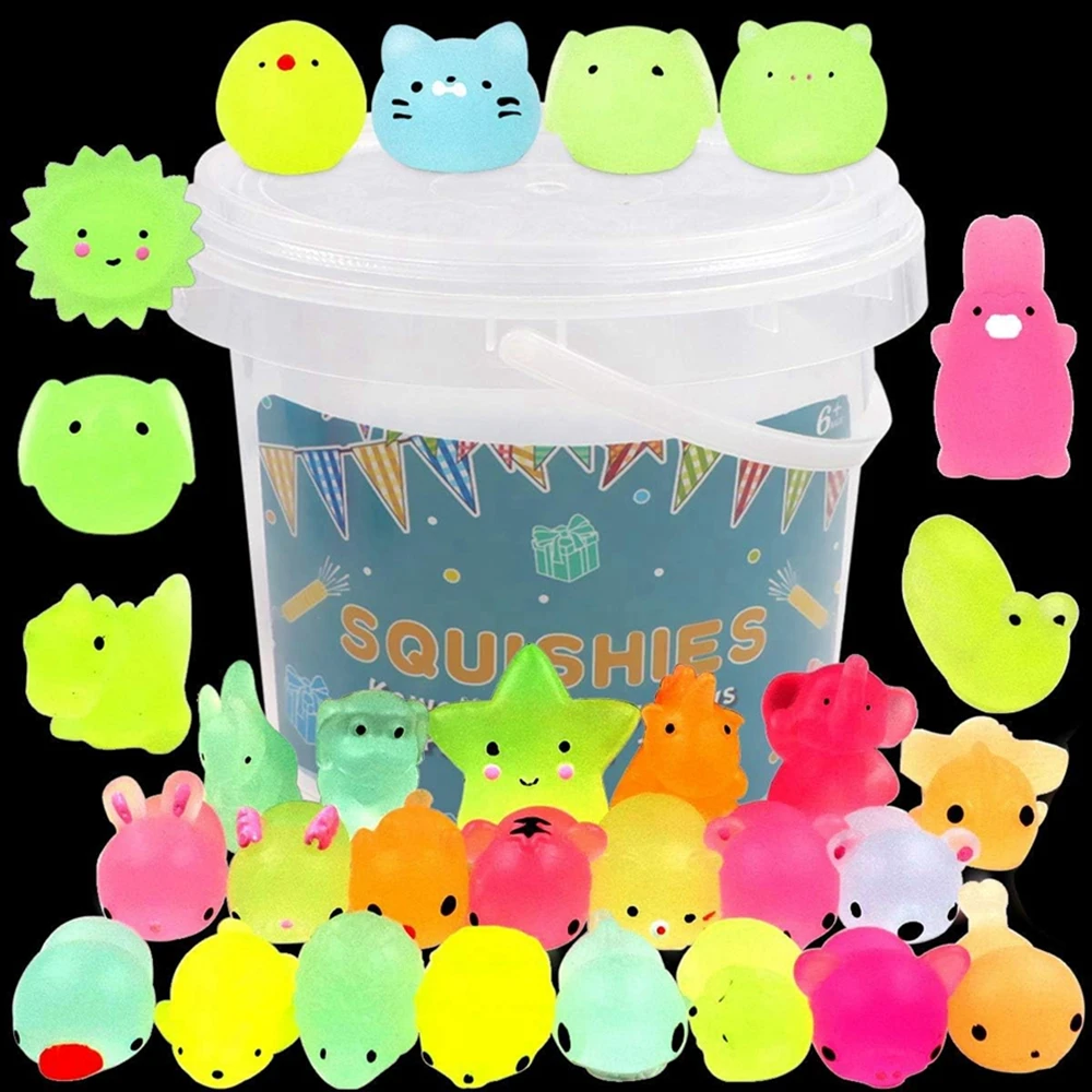 Jouets Mochi Squishy pour enfants, animaux Kawaii, lueur dans le noir, faveurs de fête, instituts soulignés, 12 pièces, 36 pièces