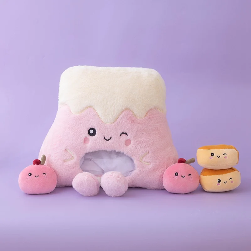 Cute Pudding Cake Snack Pillow Pudding Bag Food Toy Mini Cherry Balls Cheesecake Snack Zipper Bag Decor Pillow Cushion Girls 4