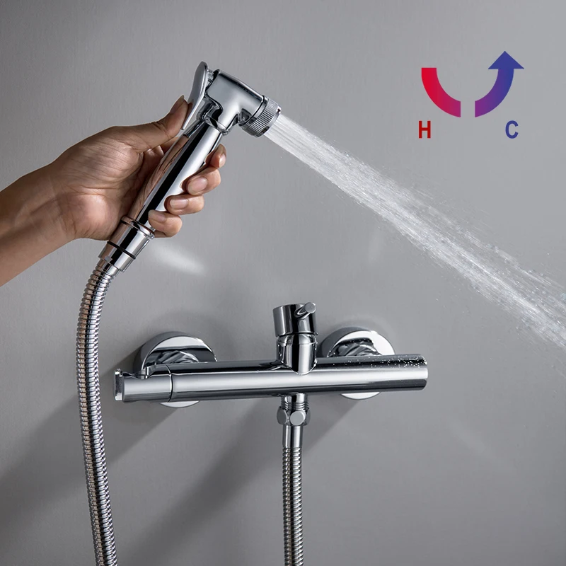 

Matte Black Gold Grey Bidet Shower Mixer Solid Brass Bidet Faucet Muslim Ducha High Pressure Shattaf Tap Toilet Faucets Chrome