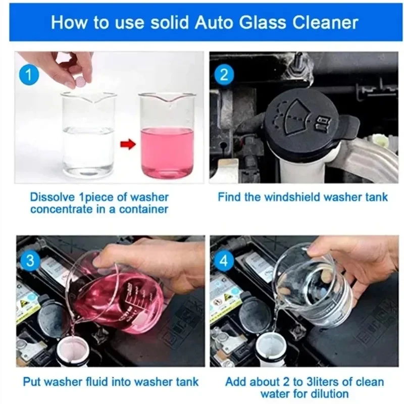 Windshield Washer Tablet Car Concentrated Effervescent Fluid Wiper Glass Solid Cleaning Tablets Window