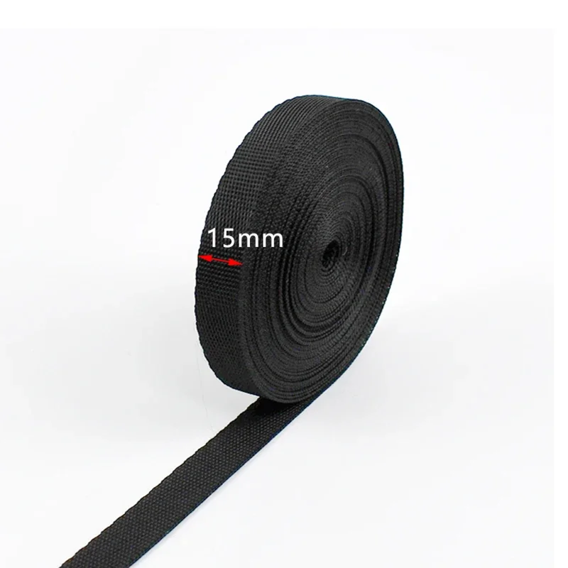 Durable Black Nylon Webbing Tape - 5M Roll, 0.7mm Thickness for DIY Sewing & Craft Projects